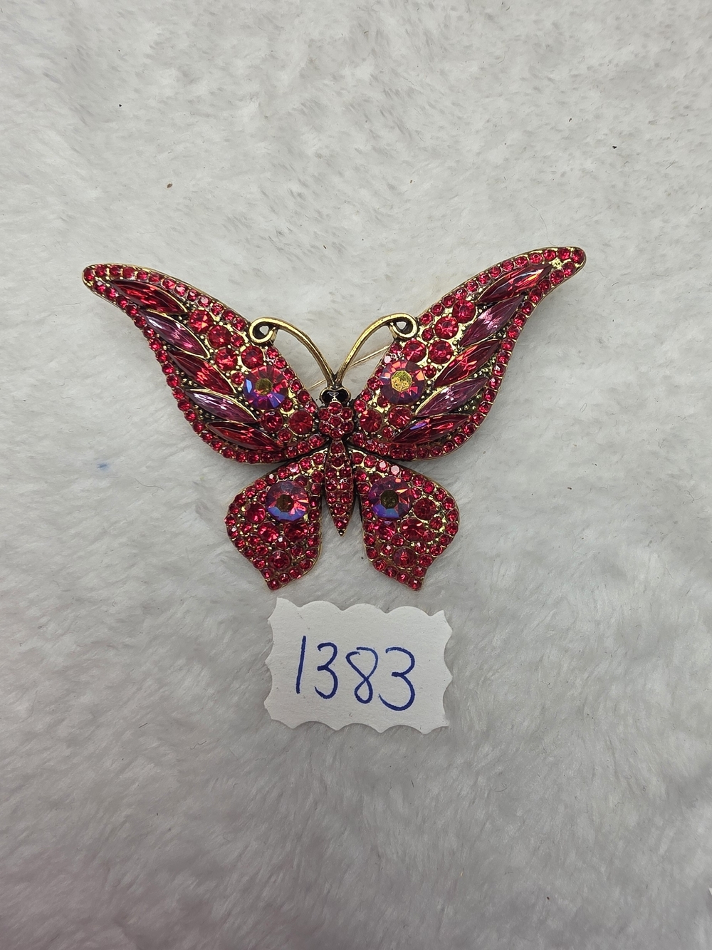Red Crystal Butterfly Brooch Pin